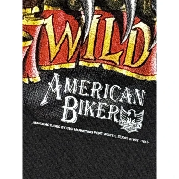 Vintage 1992 American Biker Born Wild Eagle Lightning Shirt Single Stitch USA L